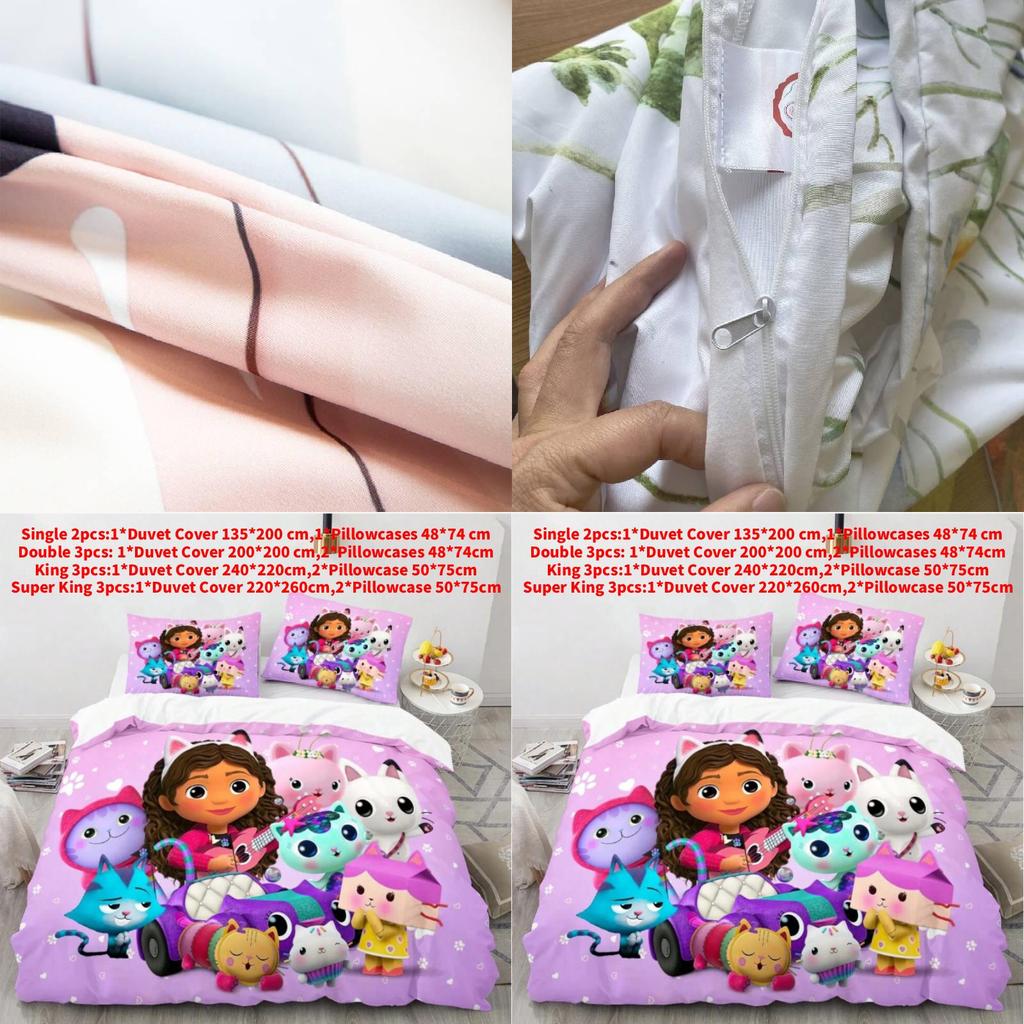 Gabbys Dollhouse 3d Printed Duvet Cover Set For Kids Bedroom Decor