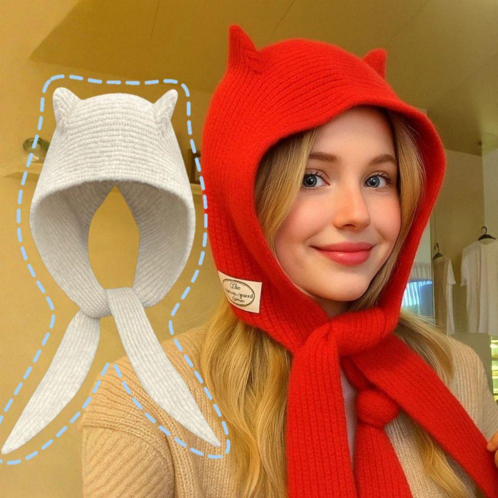 Korean Style Balaclava Hats Niche Bomber Hat Cute Scarf Hat  Women  Autumn Winter