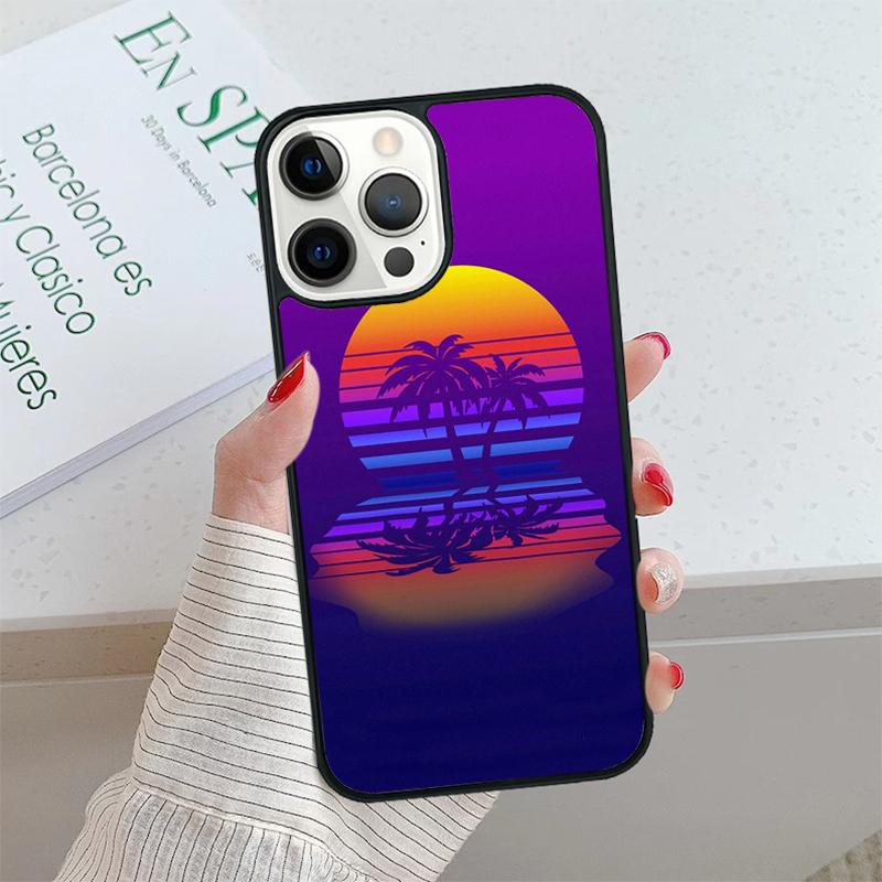 80s Retrowave Neon Palms Tree Phone Case Cover For iPhone 17 Air 15 16 16e 14 13 Pro 12 11 Pro Max For Apple PLUS Fundas Shell