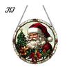 Lightweight Christmas Wall Ornaments 2D Acrylic Hanging Ornaments, Stained Glass Style Snowman Santa Snowflake Holiday Window Decorations for