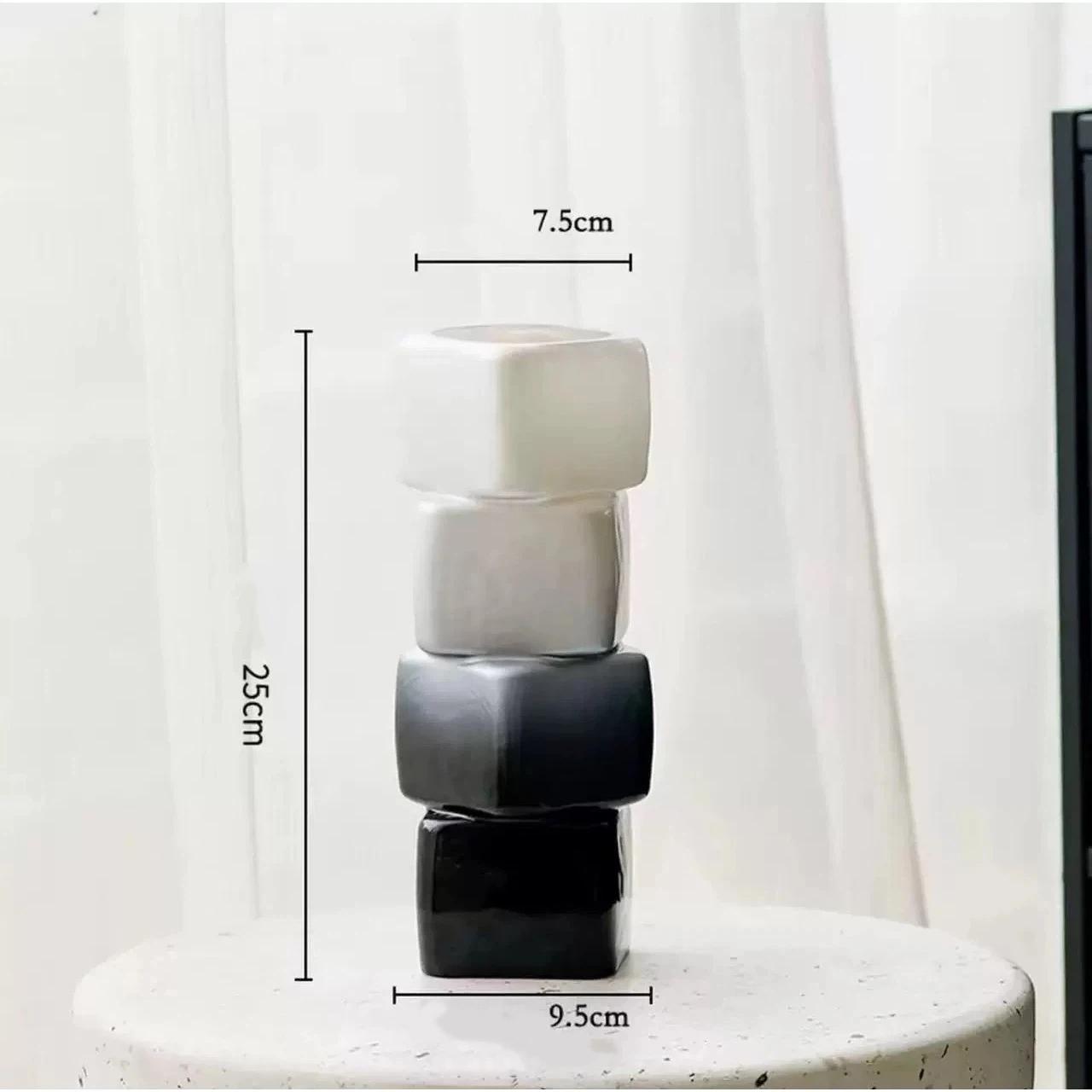 Роскошная винтажная геометрическая квадратная стеклянная ваза с градиентным цветом Black S