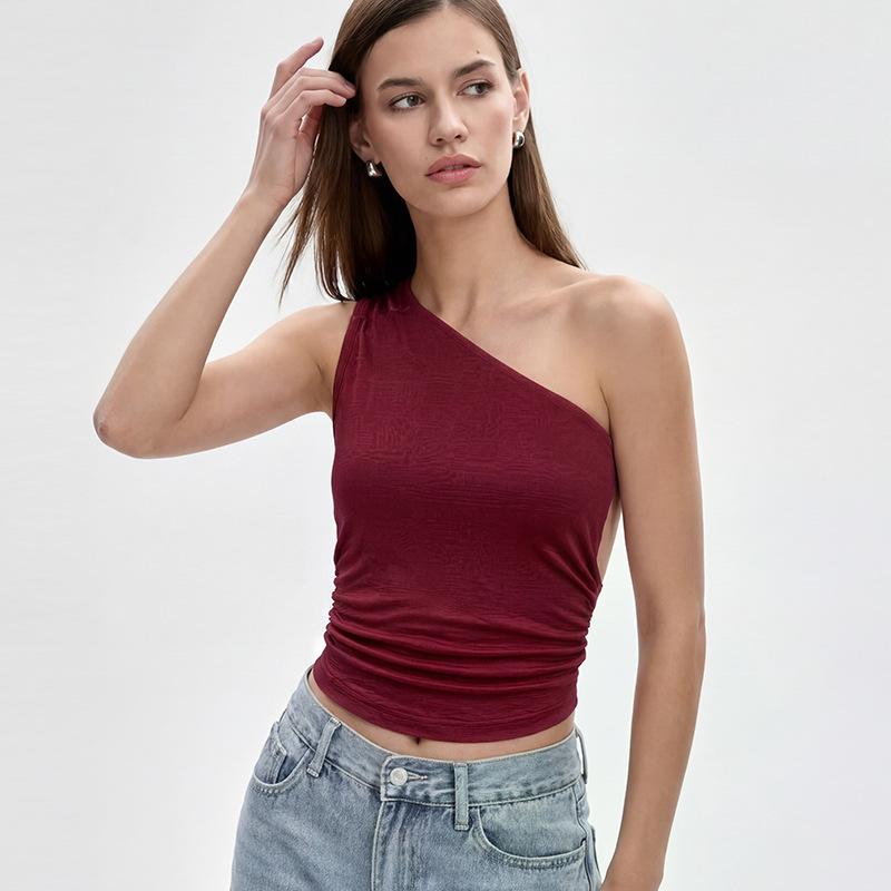 Women s One-Shoulder Tank Top - Sexy Off-the-Shoulder Summer Top for Casual Vocation Beach Wear L