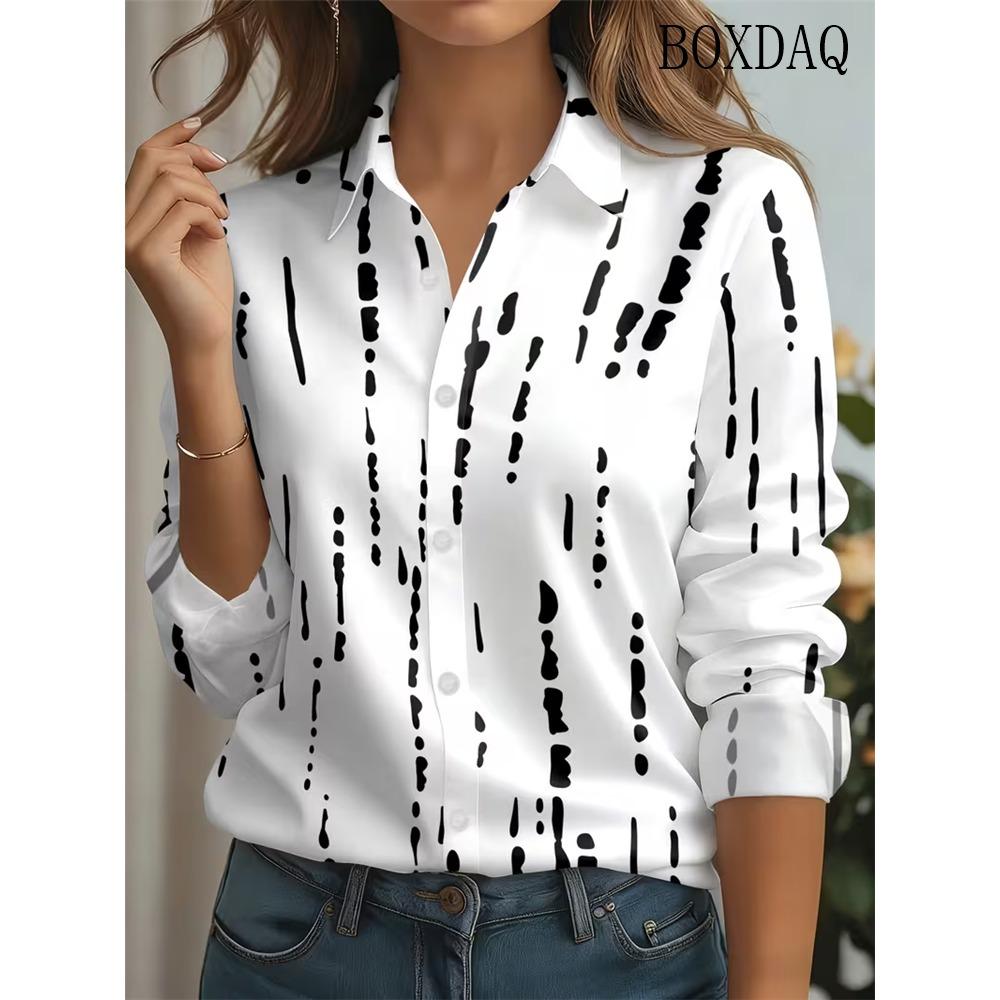 Elegante Damenmode Bluse Frühling Herbst Damen Tie-Dye Gestreifte Bedruckte Hemden Freizeit Langarm Büro Damenbluse