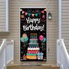 Birthday Door Cover Banner Colorful Cake Balloon Banner Party Decoration Hanging Backdrop for Kids Adults Birthday Celebration Entrance Photography
