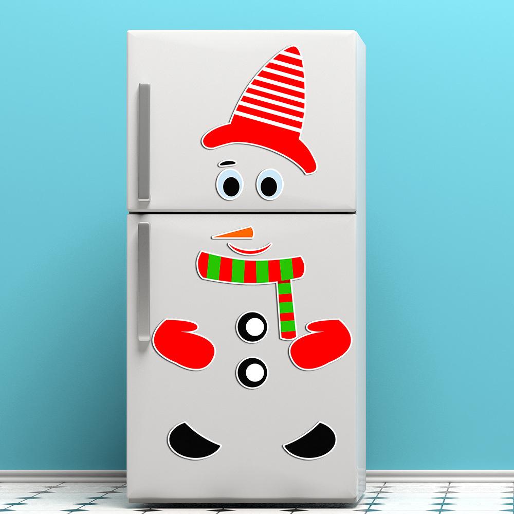 Magnetic refrigerator stickers with snowman image for Christmas. christmas decoration.