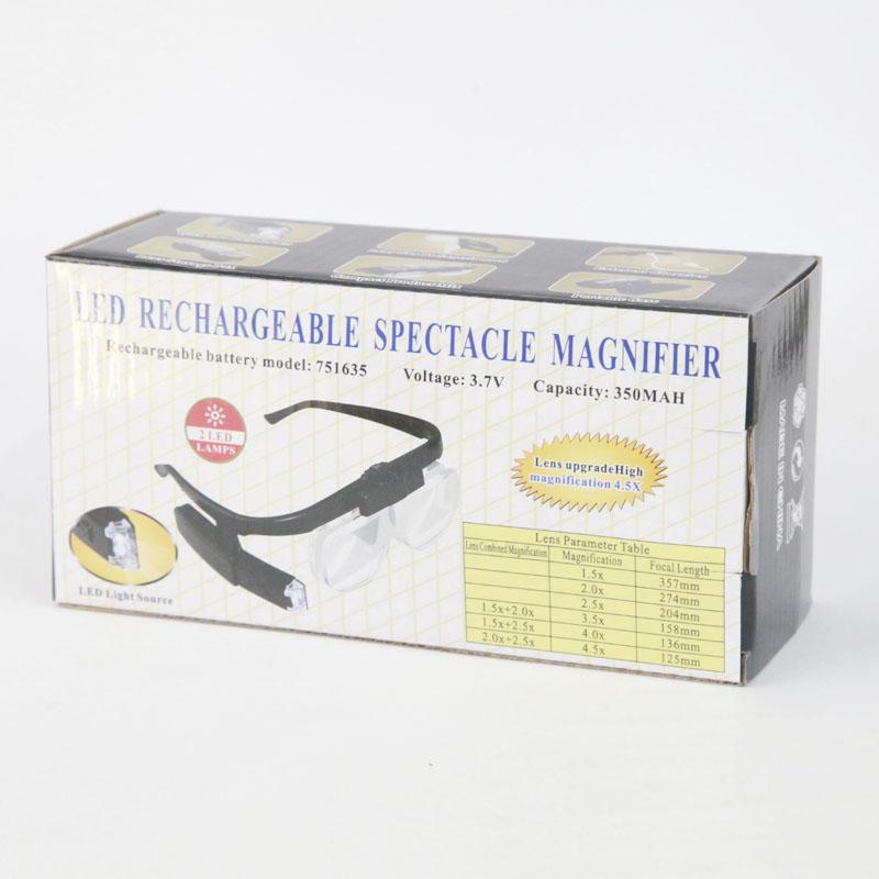 Head Glasses Magnifying Glass USB Rechargeable Monocle Glasses Magnifying Glass Led Watchmaker Repair Wearing Glasses Magnifier