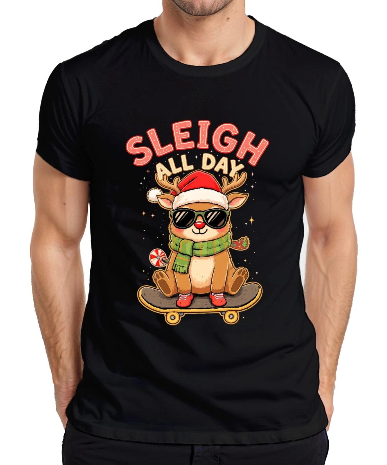 Sleigh All Day Rentier mit Sonnenbrille Skateboard Weihnachten Herren T-Shirt M