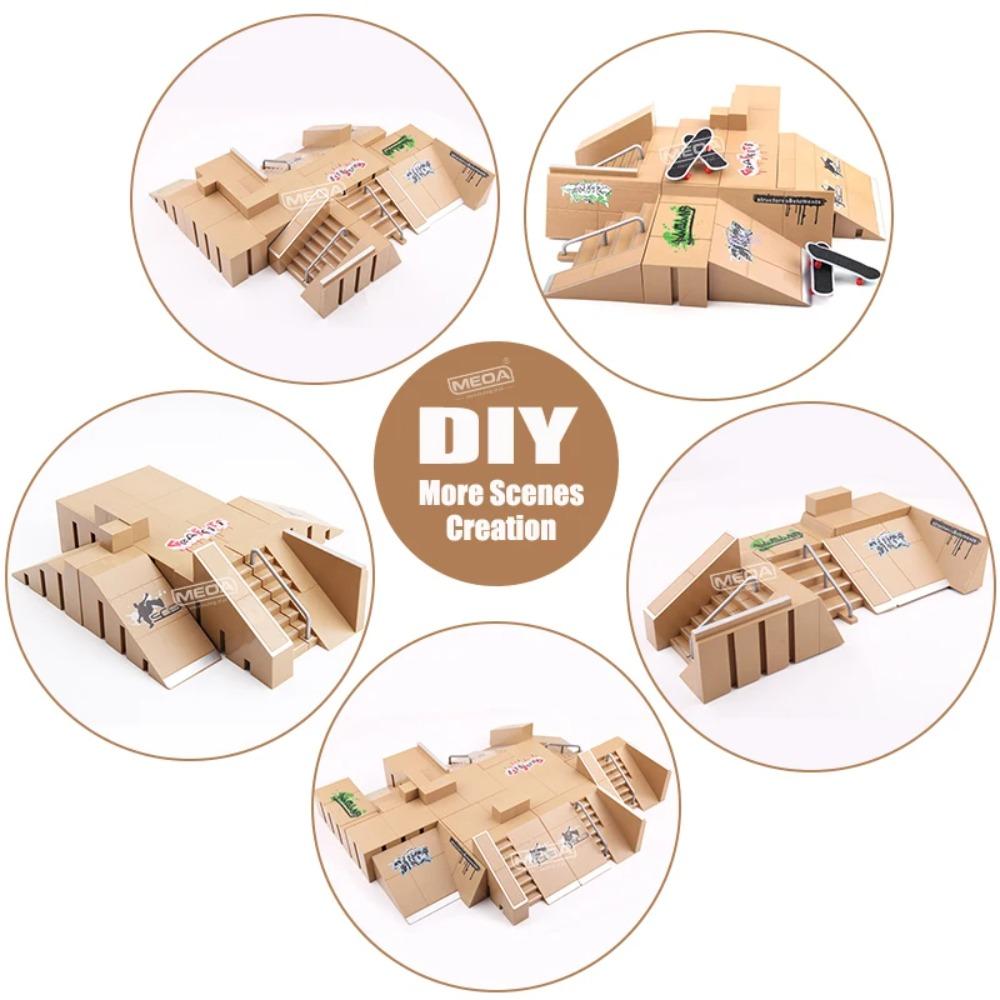 DIY Finger Skateboard Deck Ramp Set Pro Fingerboard Mini Skatepark Kit Mini Stunt Finger Board Skate Training for Kids Gifts