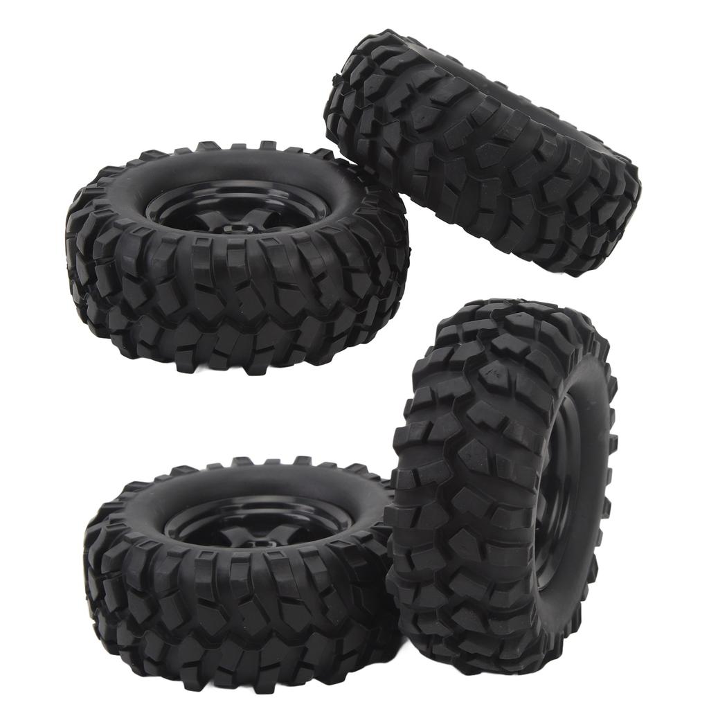 4pcs 1.9in RC Wheel Rims Tires Set For 1/10 RC Crawler Car Universal RC Crawler Wheel Rims Rubber Tires RC Accessories Black