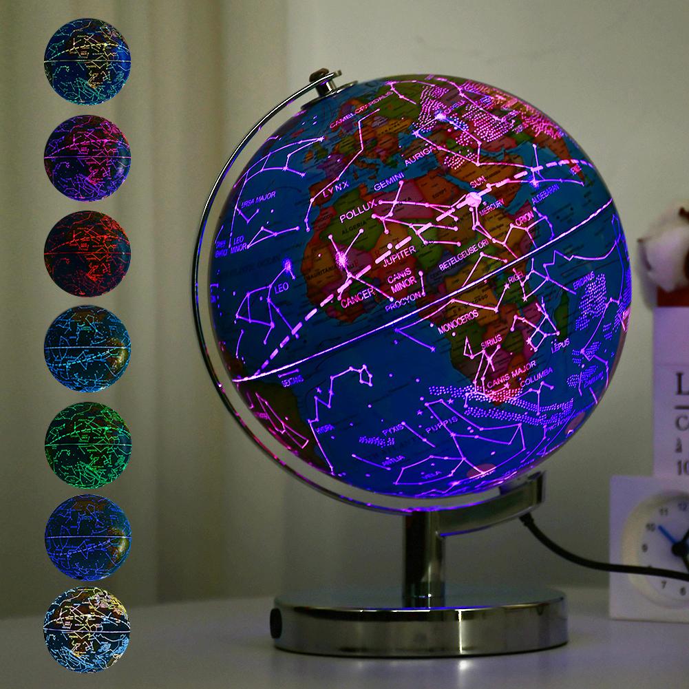 8 Inch Constellation Illuminated PVC Rotating Education World Map Globe Light Lamp Teaching Earth Globe Decor Children