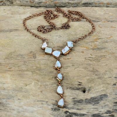 Larimar Rough Necklace Electroformed Copper Necklace Adjustable Chain Necklace Handmade Electroformed Jewelry Gemstone Necklace Wedding Gift