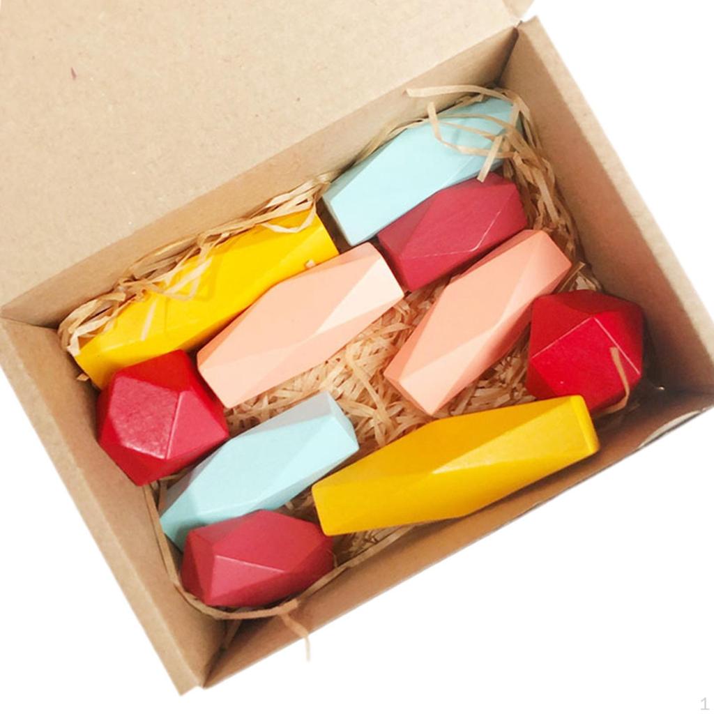 Sortare din lemn Stânci de stivuire Blocuri de construcție colorate Abilitate motrică fină Jucării Montessori