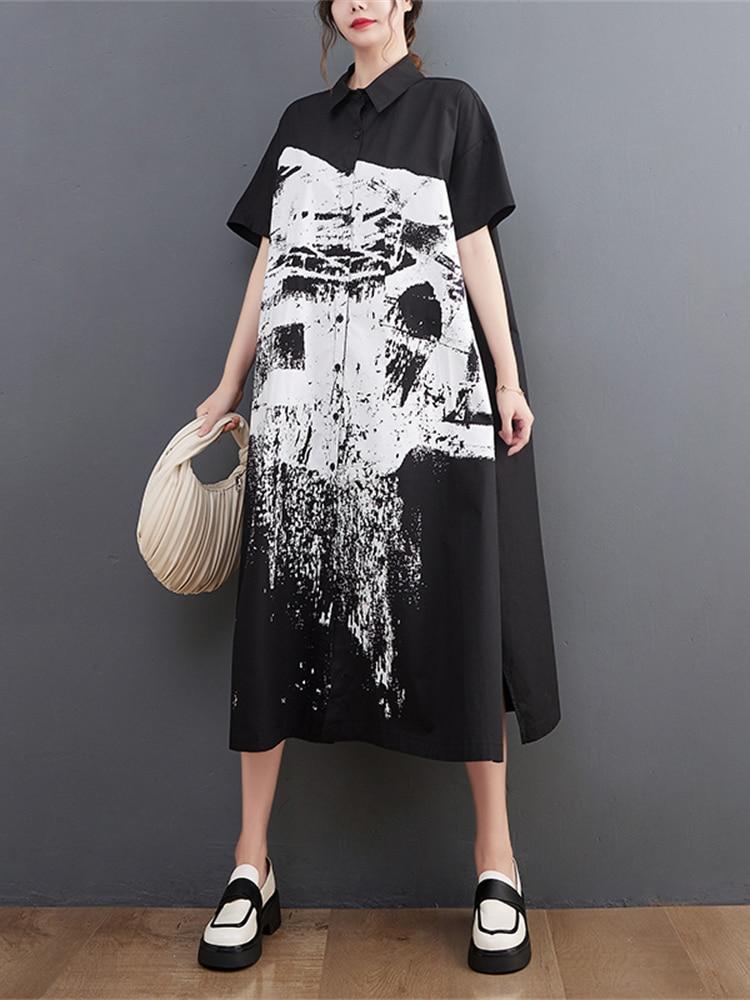 

XITAO Модное повседневное свободное платье с принтом WLD16386 One Size белый