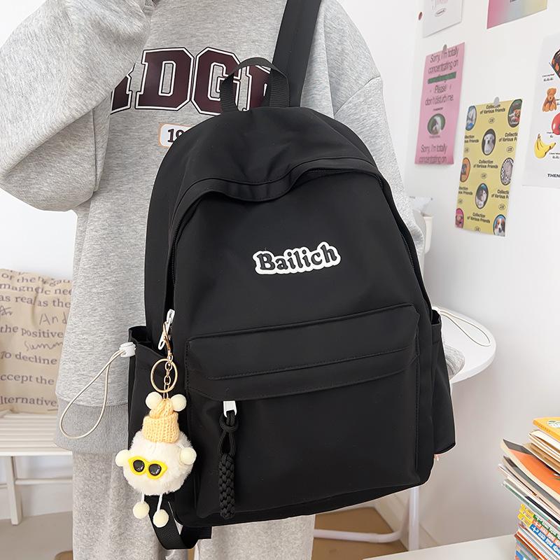 New Fashion Solid Color Simple Backpack Junior High School Student Schoolbag Women's Computer Bag Travel Senior Feeling Backpack