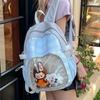 Color Block Plaid Backpack Women Large Capacity Anime Detachable 2 Way Doll Bag Ita Bag Ladies Sweet Multifunctional Daypack New