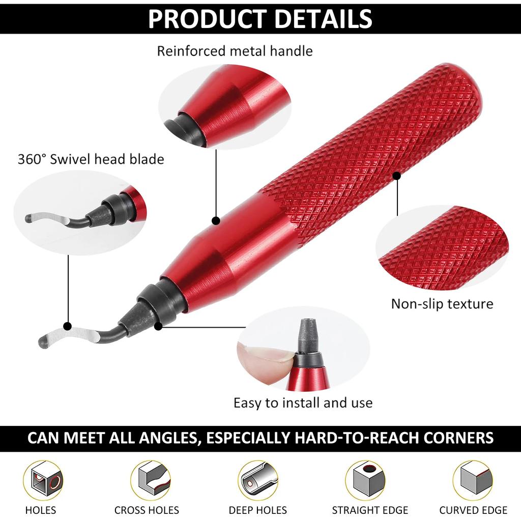 Deburring Tool Kit with Countersink Hand Reamers 10 Extra Blades Sturdy Burr Removal Tool Durable Burr Edges Removing Hand Tool