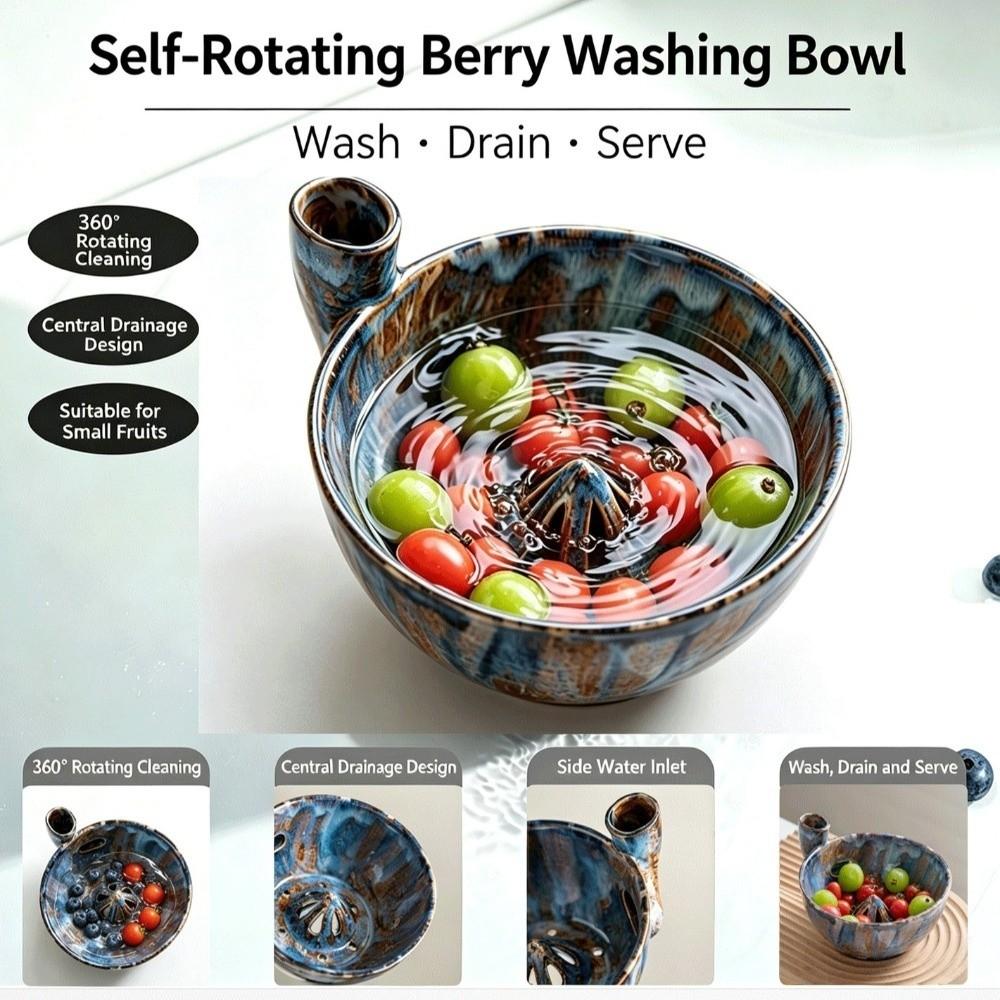 Self-Spinning Automatic Fruit Washer Bowl Vortex-Style Vegetable Colander Food Preparation