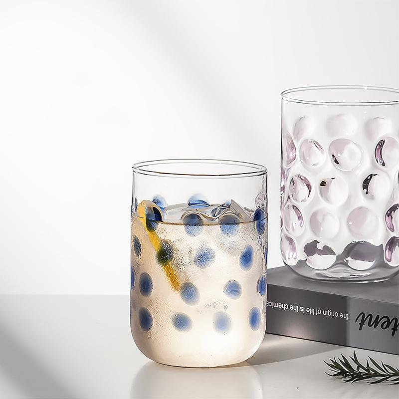 BRCreative Polka Dot Glassware Juice Red Wine Glasses Drinking Glasses Rise-and-fall Wave Points Coffee Mug Cocktail GlassEY