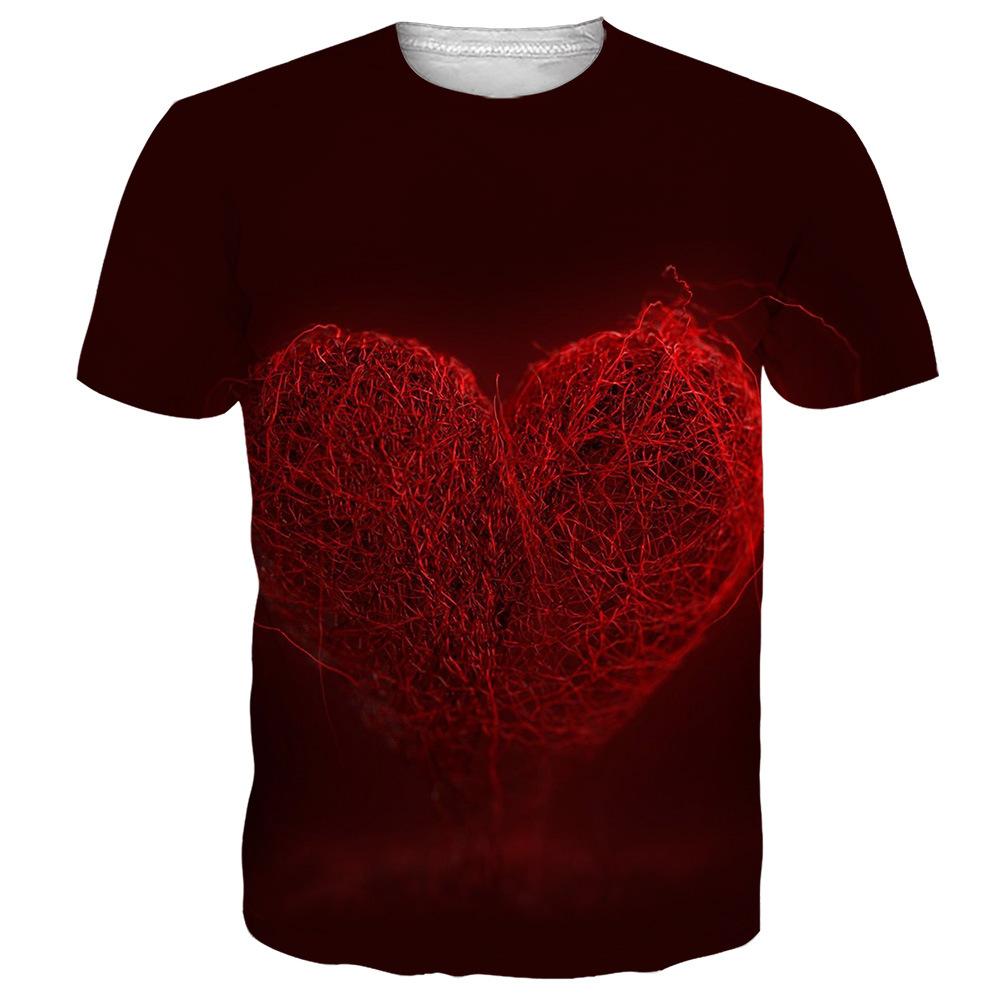 Tricou de vară pentru bărbați cu imprimeu digital 3D, Ziua Îndrăgostiților, cuplu, 3D, dragoste, casual