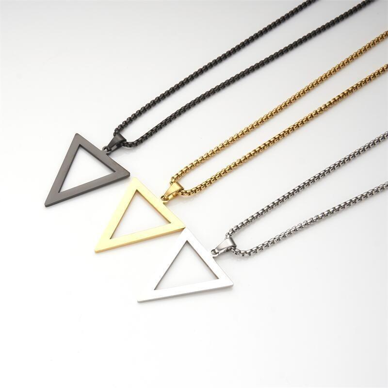 Men And Boys Stainless Steel Inverted Triangle Geometric Pendant Necklace