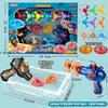 Children's Dinosaur Bamboo Dragonfly Gyro Battle Flying Saucer Gun Ejection Battle Rotating Luminous Frisbee Gyro Toy