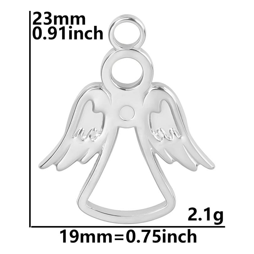No Fade Silver Color Stainless Steel Angel Charms For Jewelry Making Supplies Handmade Necklace Earrings Pendant DIY Heart Cross