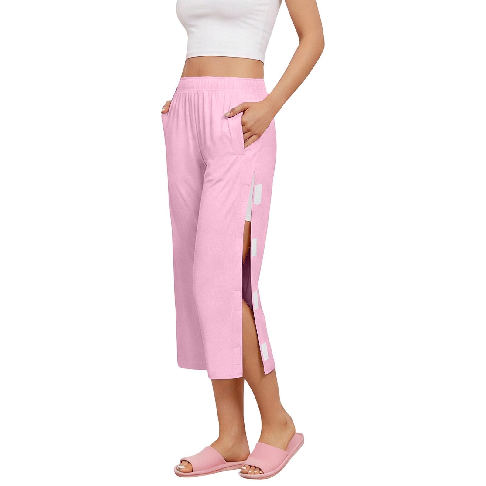 

Women s Post- Recovery Cropped Pants With Full-Side Opening For Care XL рожевий