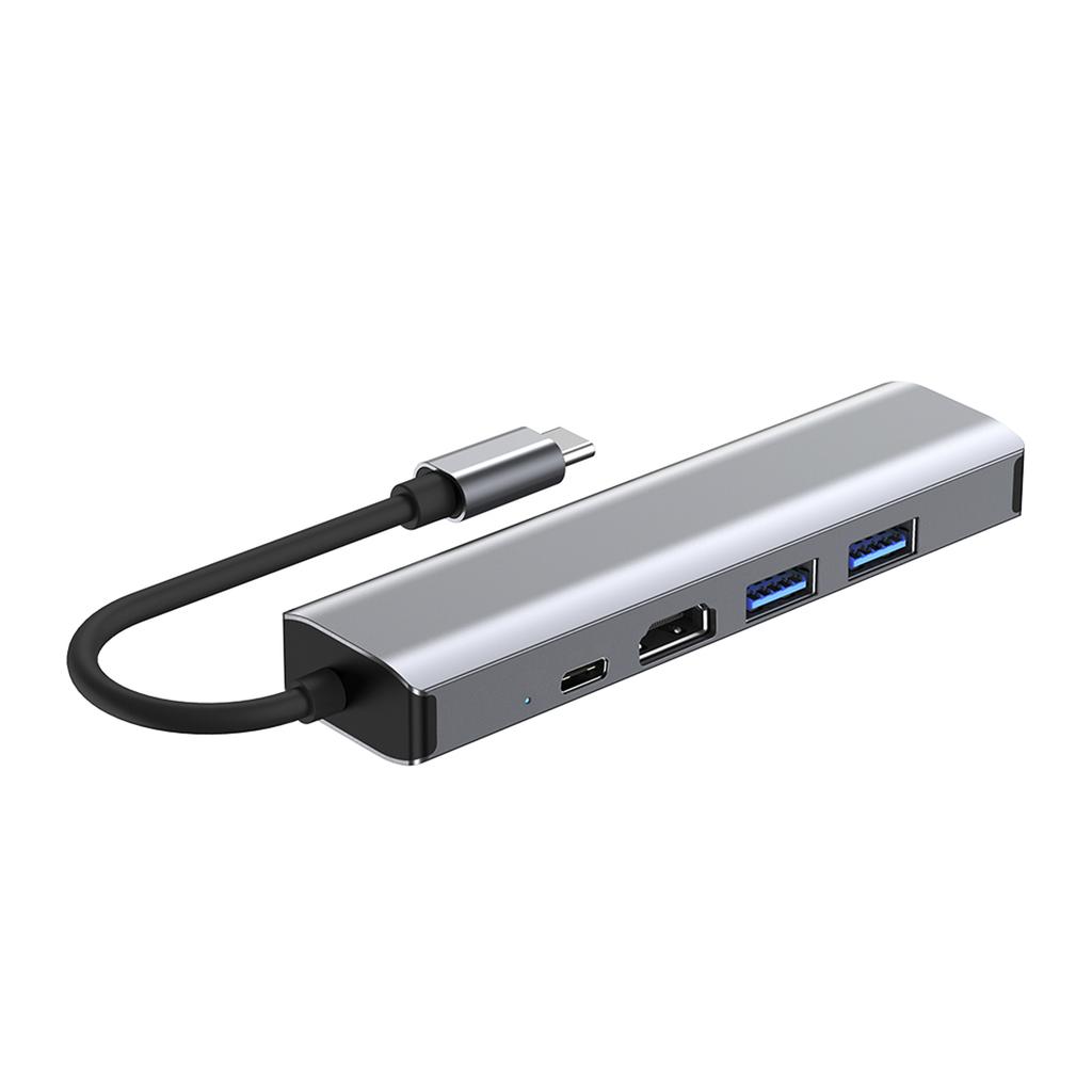 5 In 1 TYPE-C To USB3.0*1+USB2.0*1+PD100W/USB-C Data+HDMI+100M Network Card PC