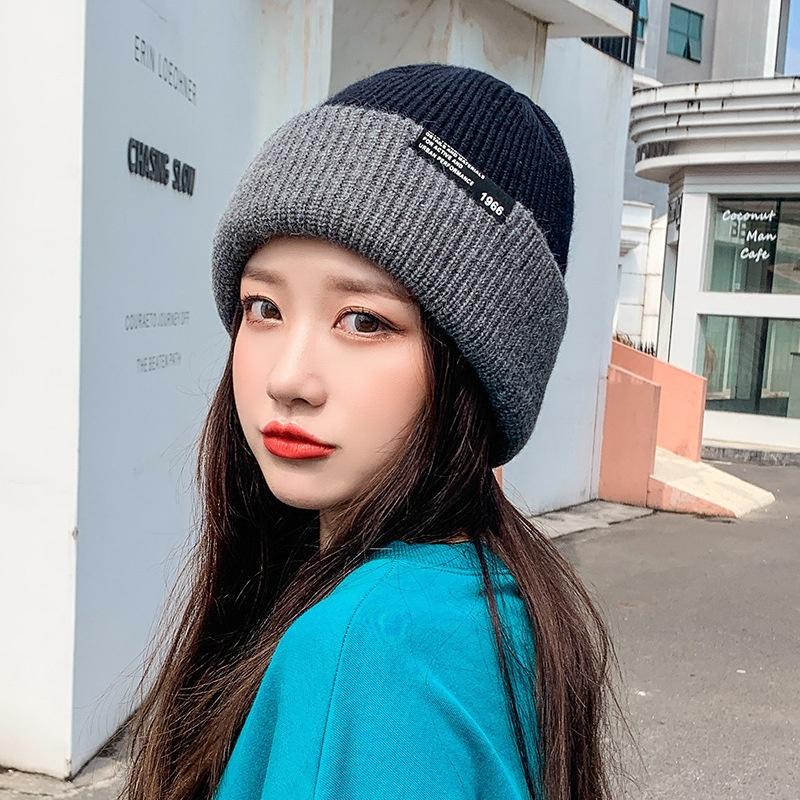 Unisex Herbst Winter Strickmütze Weiche Verdickte Wollmütze Doppelseitiger Ohrenschutz Beanies Mütze Damen Herren