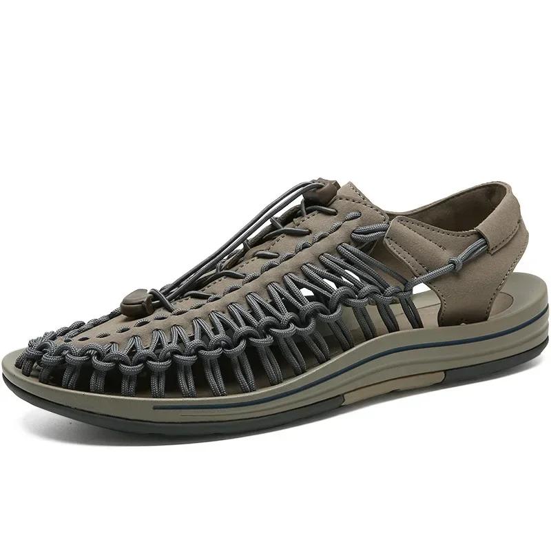 Fashion Men Sandals High Quality Handmade Mens Shoes Summer Soft Non-slip Gladiator Sandals Hiking Beach Platform Sandals Plus Size 48