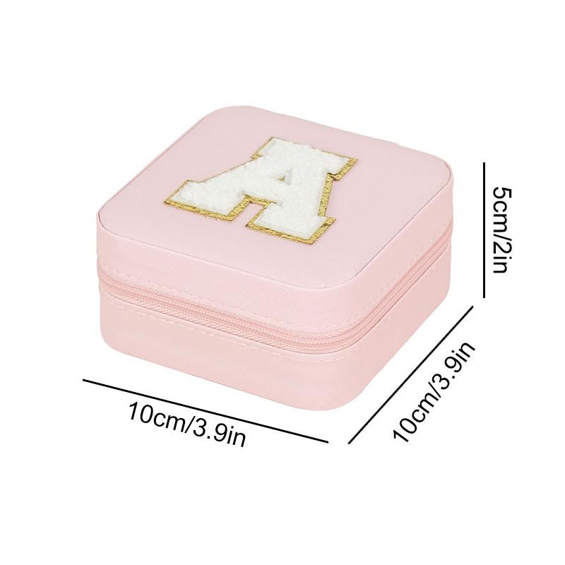 1PC Personalized Portable Jewelry Box for Women Girls Jewelry Case Small Jewelry Storage Pink Initial Letter