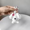 Adorable Curly Dog Keychain PU Leather Bag Charm With Secure Metal Hook For Purse Backpack Decoration Lightweight Design