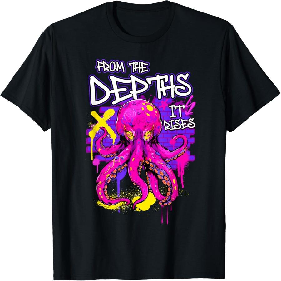 

Street Art Octopus Graffiti Art From the Depths it Rises T-Shirt XXXXXL чорний