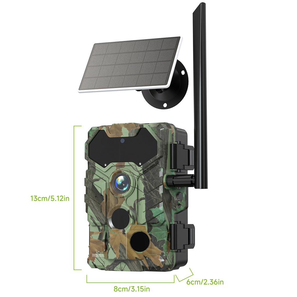 Outdoor-Kamera, kabellos, solarbetrieben, Jagdkamera, 32 MP, BT, Infrarot, 4G, SIM-Karte, BT Quick Connect