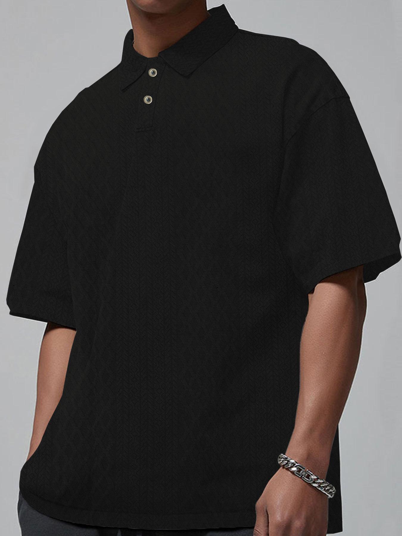 

Мужская летняя футболка больших размеров с коротким рукавом и отложным воротником в европейском и американском стиле, модная трикотажная рубашка-поло свободного кроя XXXL чёрный