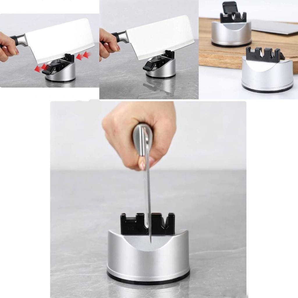 Tungsten Steel Knife Sharpener With Multifunction Sucker Base For Kitchen Use