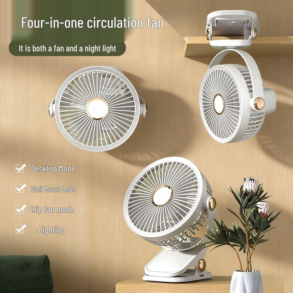 USB Rechargeable Multifunction Fan with Night Light and Clip