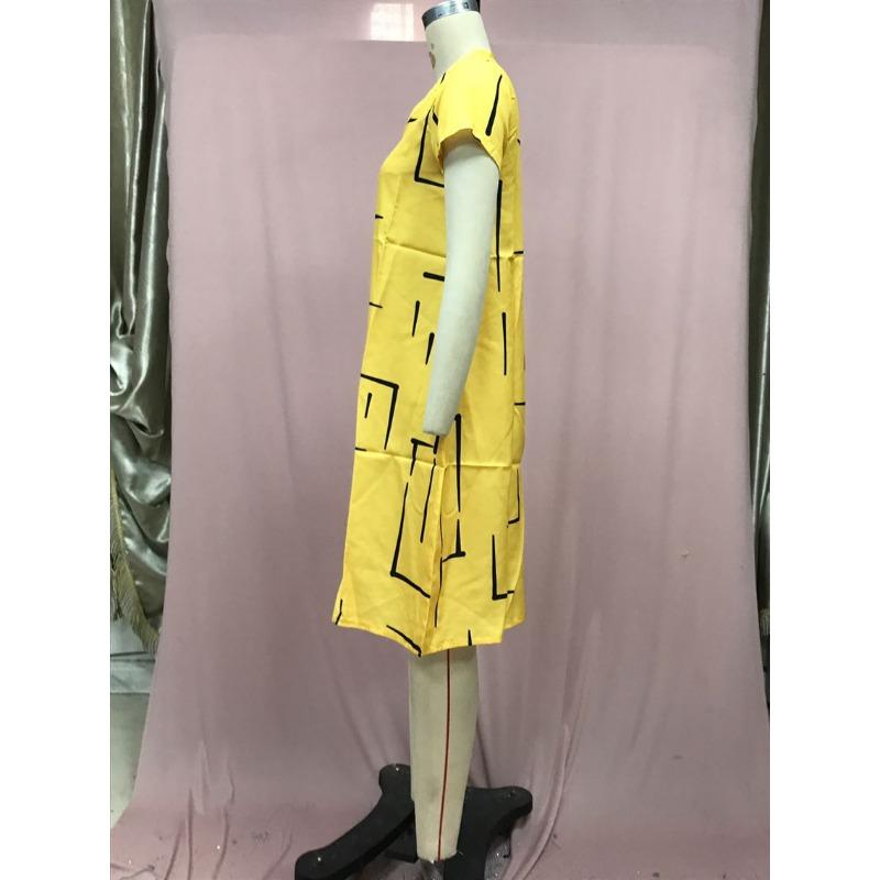 Abiti Estivi da Donna Taglie Forti Stampati Linea Ampia Scollo a V Maniche Corte