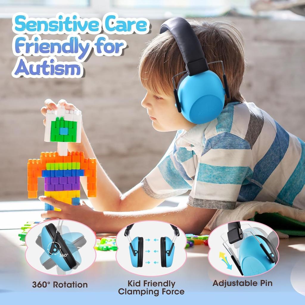 2 Packs Kids Hearing Protection Earmuffs, SNR28dB Kids Noise Cancelling Headphones, Noise Reduction Earmuffs for Autism Sensory & Concentration,Ear