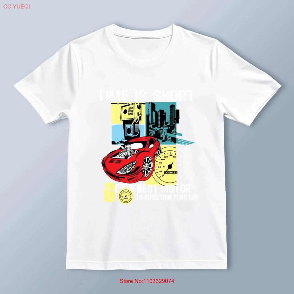 Time is Short Racing Car T Shirt Speed Enthusiast Streetwear Unise vintage Washed Unisex Casual Breathable Soft Slightly