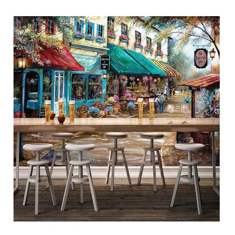 3d Wallpaper Retro Hand Painted European Style Street Building Wall Paperrestaurant Cafe Wall Mural Decor Fresco