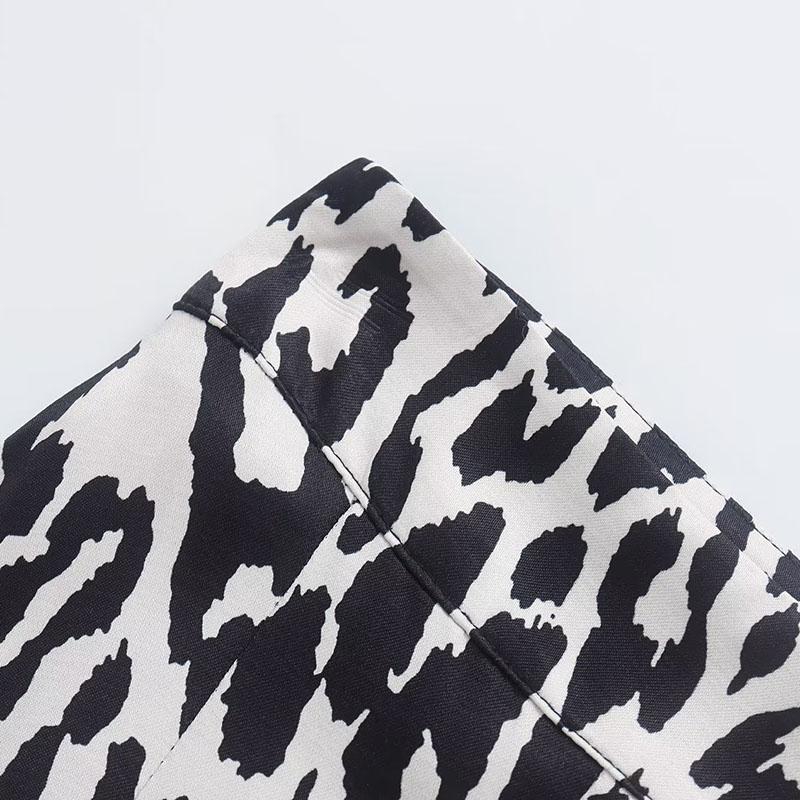 Dámské elegantní sukně do poloviny lýtek Leopard Midi Vintage s vysokým pasem na boční zip