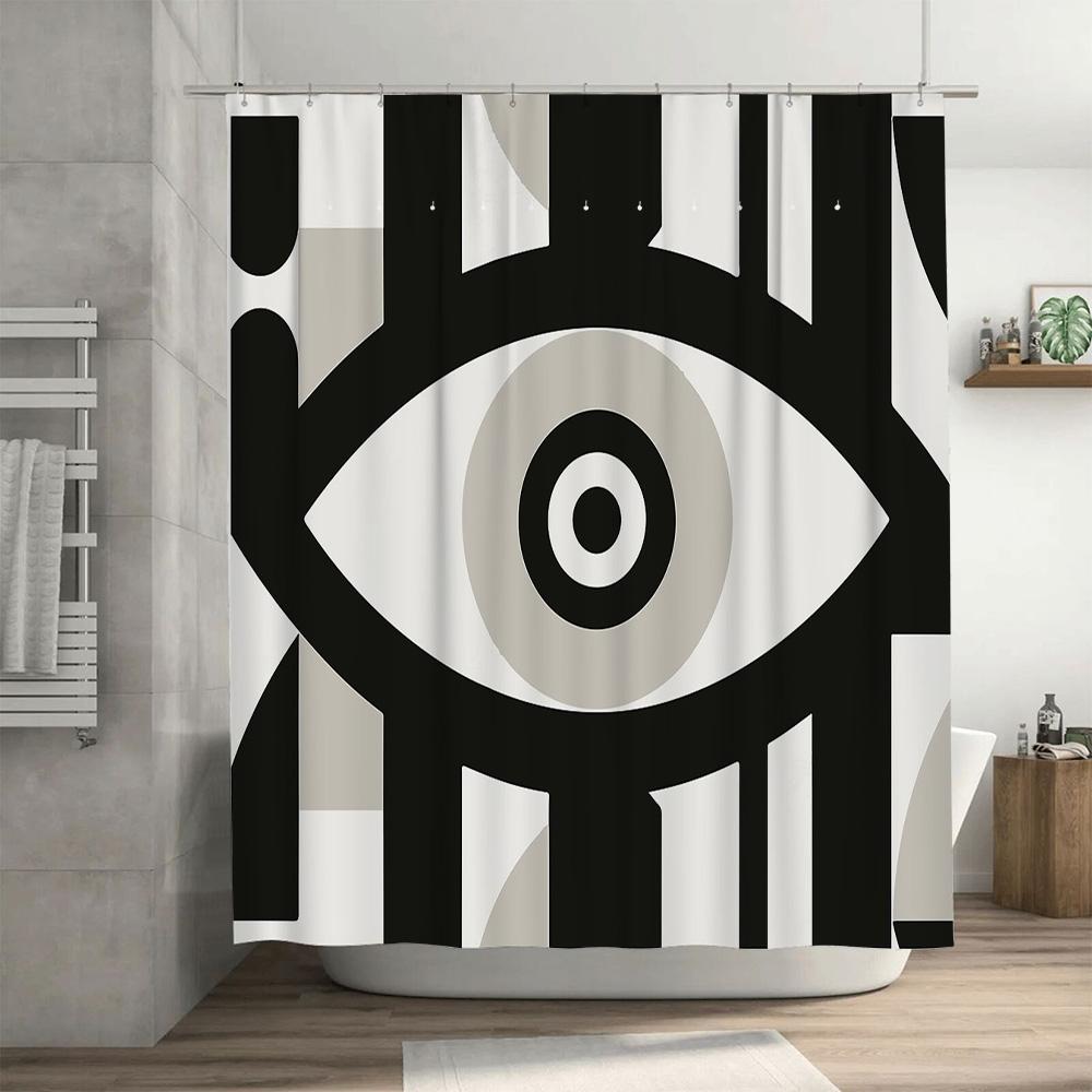 Unique Gothic Shower Curtain Black White Stripes Abstract Art Washroom Decor Modern Bathroom Accessories Home Textile