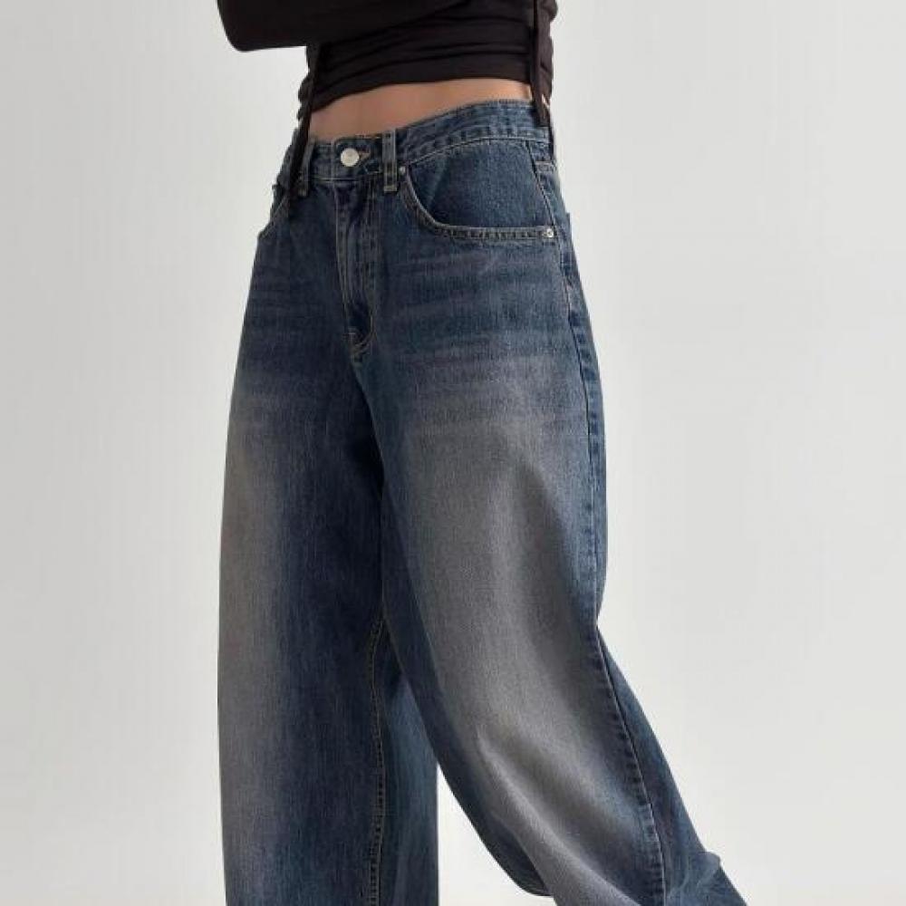 New Arrivals Open Run Balloon Baggy Big Size Washing Cotton Jeans Wide Pants