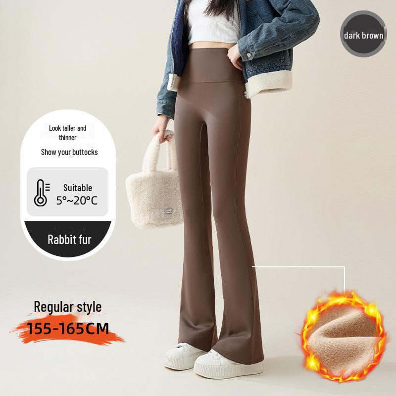 Women's High Waist Tummy Tuck Fleece Flared Yoga Pants for Autumn/Winter