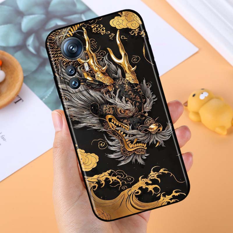 Fashion Dragon Illustration For Xiaomi Mi 15 14 13 13T 12 12T 12S 11 11i 11T Pro Ultra Lite 5G Black Soft Phone Case