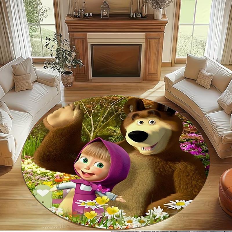 cartoon animation Print Round Rug, Washable Floor Carpet, For Entryway Dorm Laundry Room Office Study, Home Decor Birthday Christmas Gift