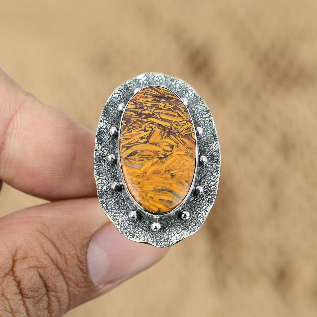 Natural Mariam Jasper Gemstone Promise Ring Size 7 925 Sterling Silver Jewelry