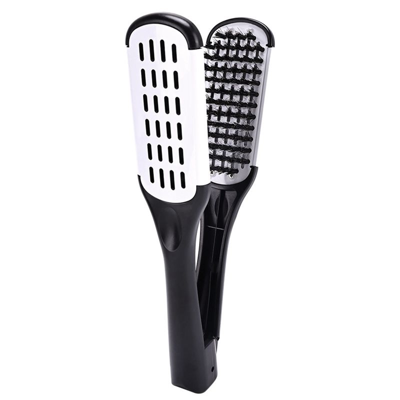 Good-Boar Bristle Double Sided Brush Comb Clamp Anti-Static Hair Straightener Tool Comb Hair Splint Comb