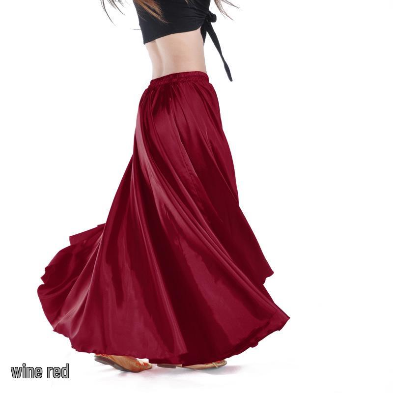 Big Swing Satin Belly Dance Skirt for Stage Performance